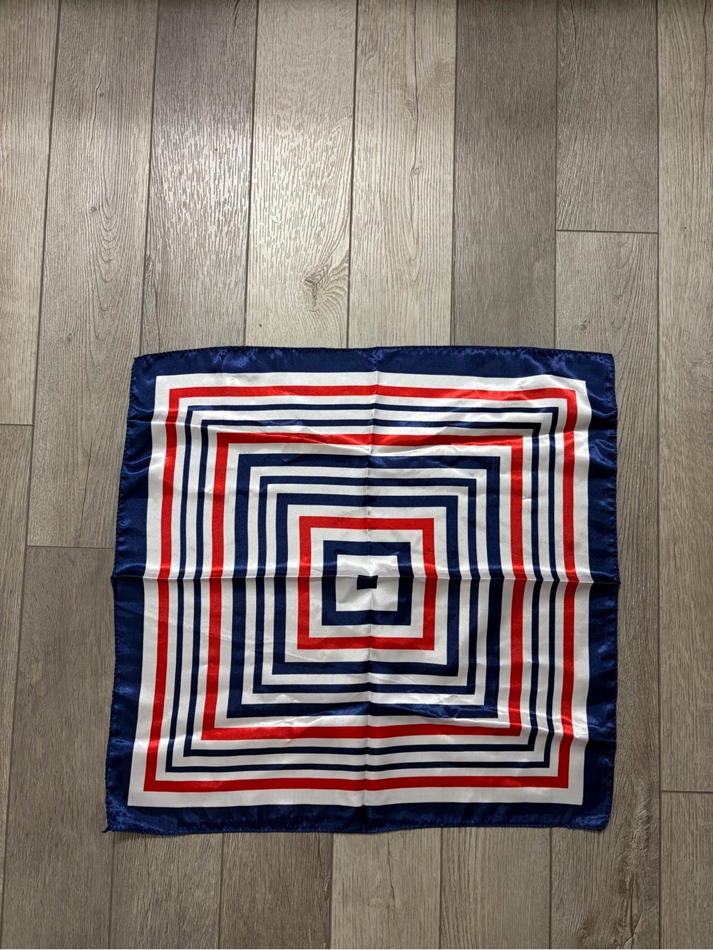 Bag Neck Geometric Red, White & Blue Square Scarf